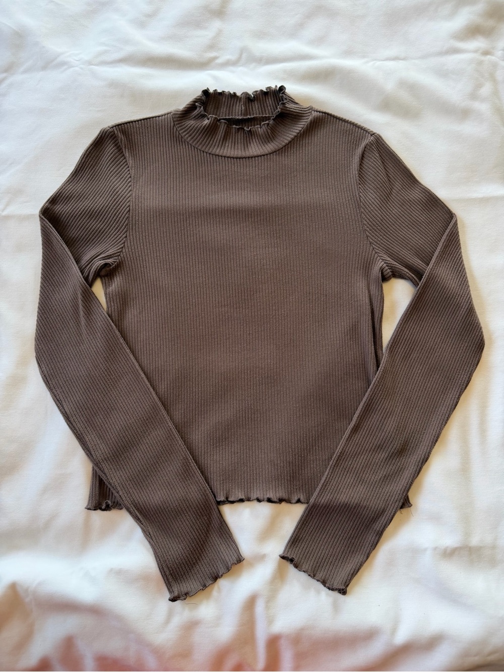 Women’s Ribbed Mock Neck Top in brown